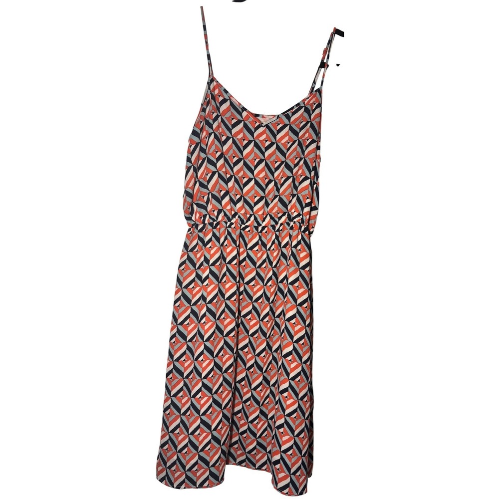Tulle Geometric Midi Dress Womens Multicolor Excellent Elastic Waist Small